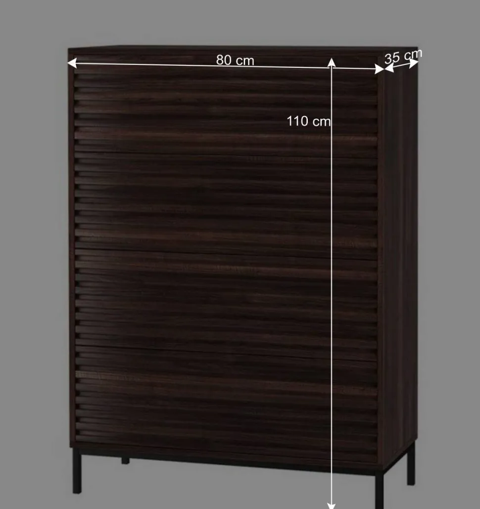 80 cm breite Hochkommode in Walnuss Optik - Teleska