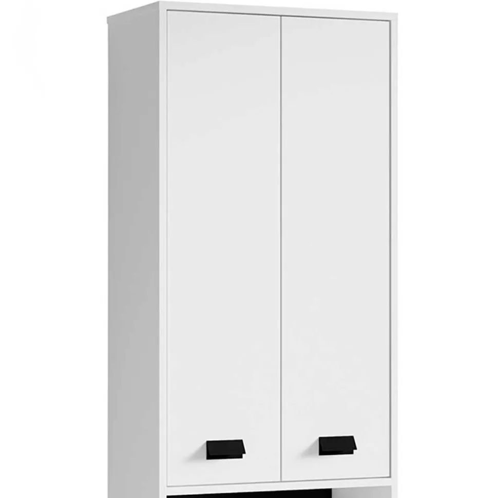 54 cm breiter Bad-Hochschrank in Weiß mit Schwarz - Envaton