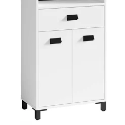 54 cm breiter Bad-Hochschrank in Weiß mit Schwarz - Envaton