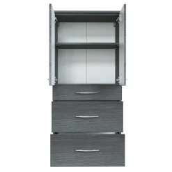 60 cm breiter Badschrank für die Wand Glides in Eiche Grau Dekor