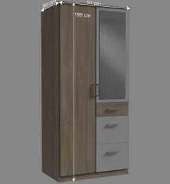 91 cm breiter Kombi-Kleiderschrank mit Spiegel - Coros