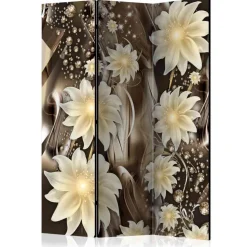 135 cm breiter Paravent in Braun Creme - Galiana