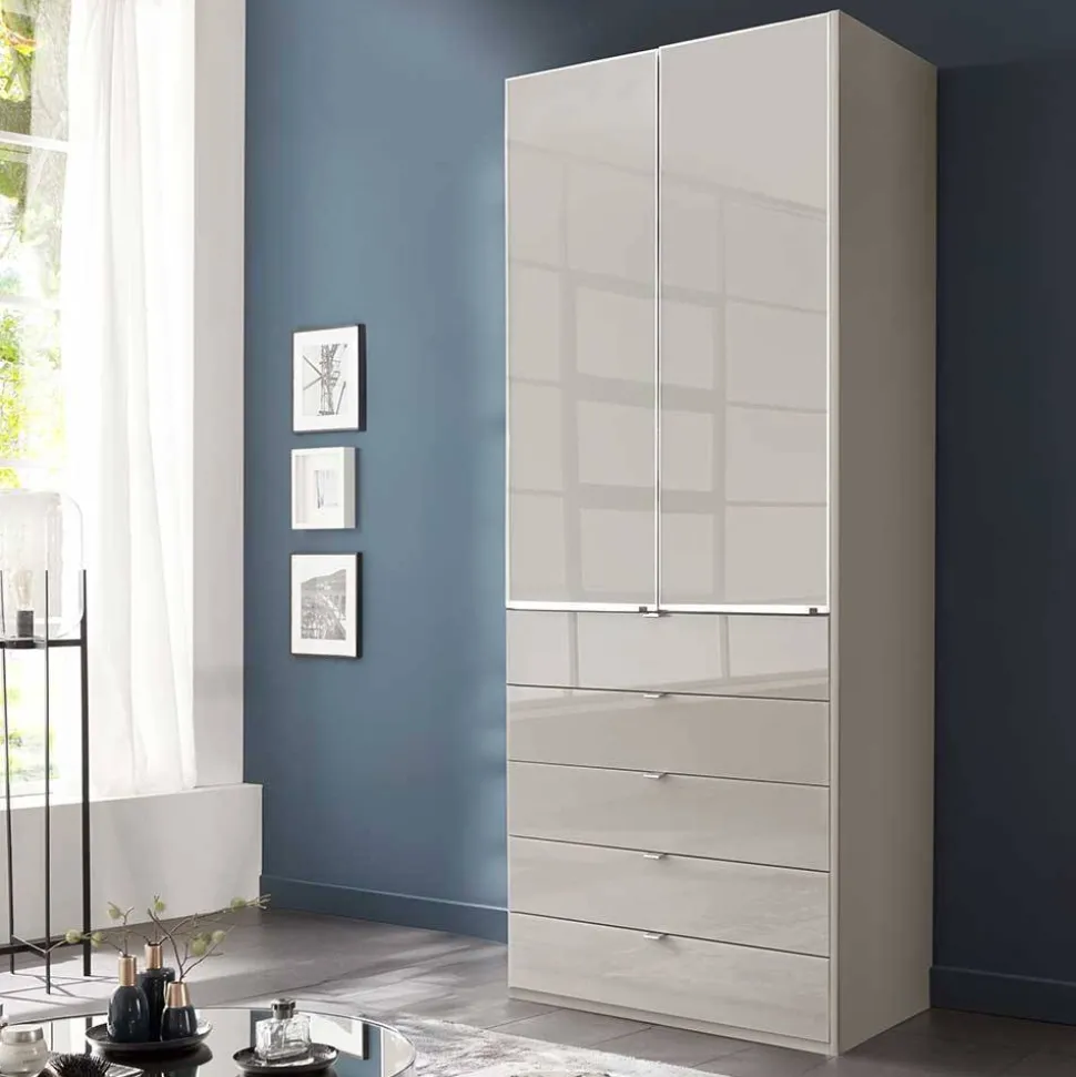 100 cm breiter Schlafzimmerschrank in Hellgrau - Nucina