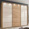 300 cm breiter Schwebetürenschrank mit Glas Beige - Nikoba