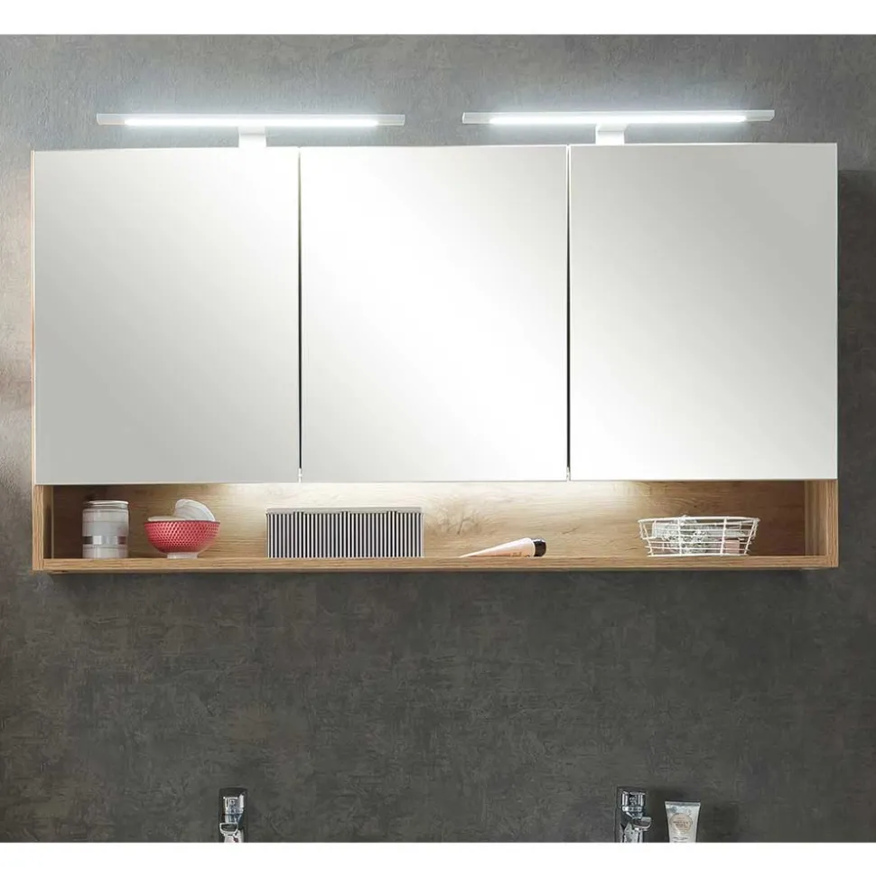 120 cm breiter Spiegelschrank mit 3 Türen & Fach - Tofias