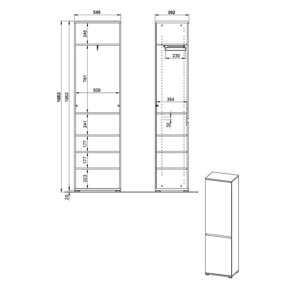 246 cm breites Flurmöbel Set modern - Orsecca (fünfteilig)