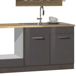 270 cm Einbauküchenzeile in Grau - Bozenia (neunteilig)
