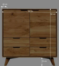 92 cm hohe Kombikommode aus Wildeiche - Eavy