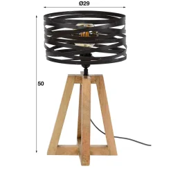 50 cm hohe Tischlampe aus Metall & Holz - Manca