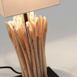 44 cm hohe Tischleuchte in Weiß & Natur - Zunil