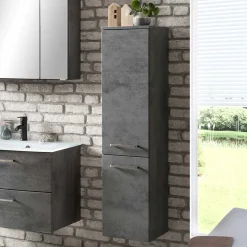 135 cm hoher Bad Midischrank in dunklem Grau - Dastroz