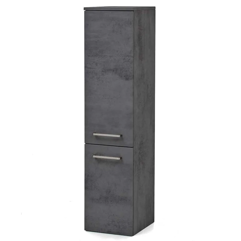 135 cm hoher Bad Midischrank in dunklem Grau - Dastroz