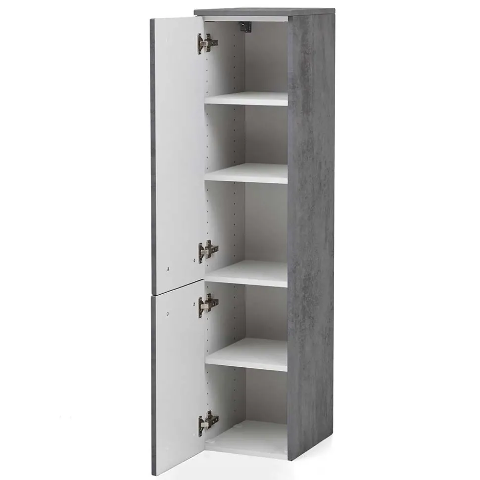 135 cm hoher Bad Midischrank in dunklem Grau - Dastroz