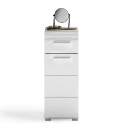 79 cm hoher Bad Unterschrank in Weiß Hochglanz - Whale