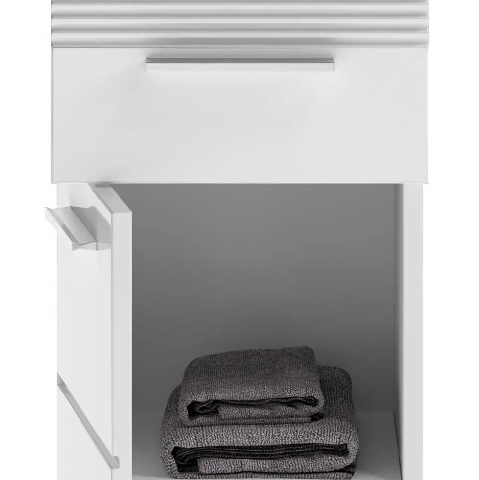 79 cm hoher Bad Unterschrank in Weiß Hochglanz - Whale