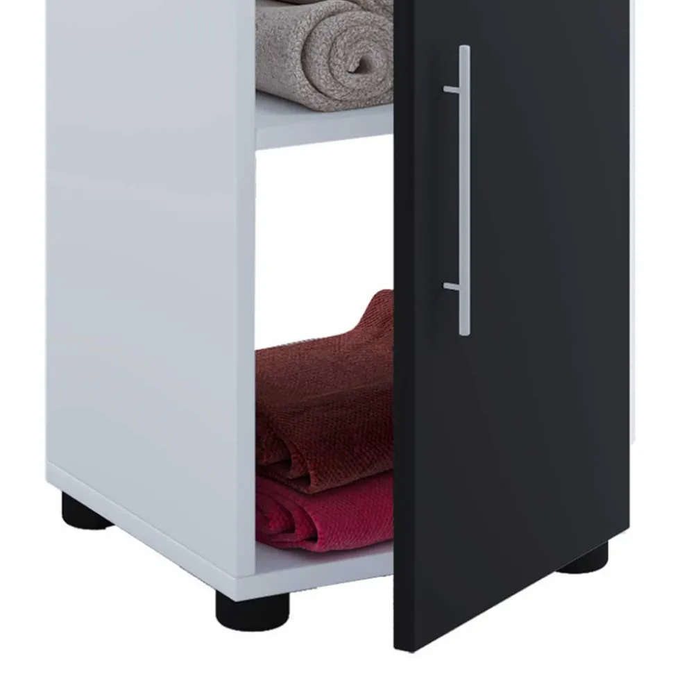 160 cm hoher Badschrank in Weiß und Schwarz - Cranies