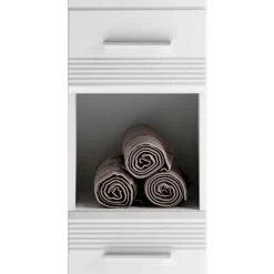 182 cm hoher Badschrank in Weiß Hochglanz - Whale