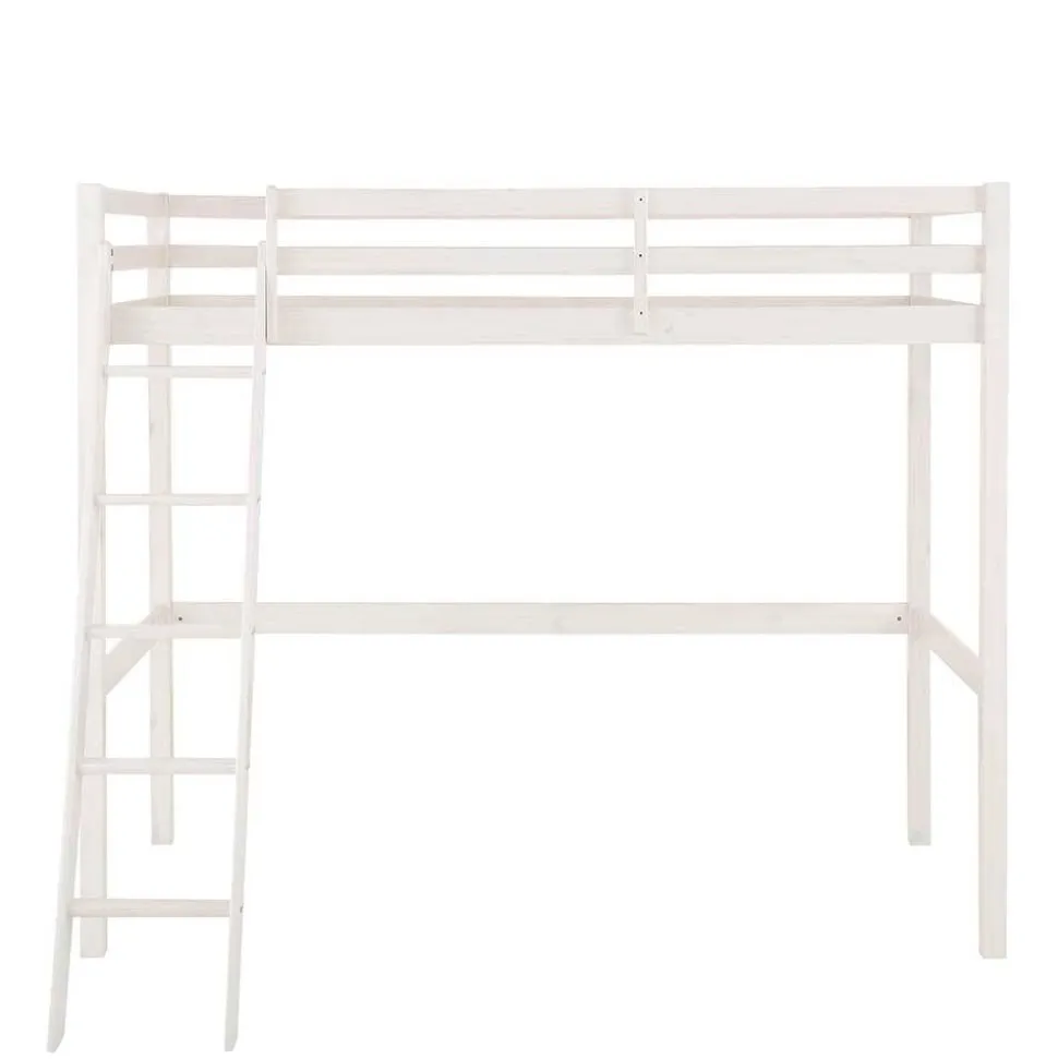 175 cm hohes Hochbett mit Leiter in Weiß - Saludio
