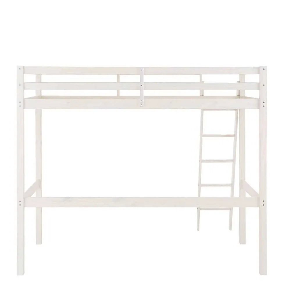 175 cm hohes Hochbett mit Leiter in Weiß - Saludio