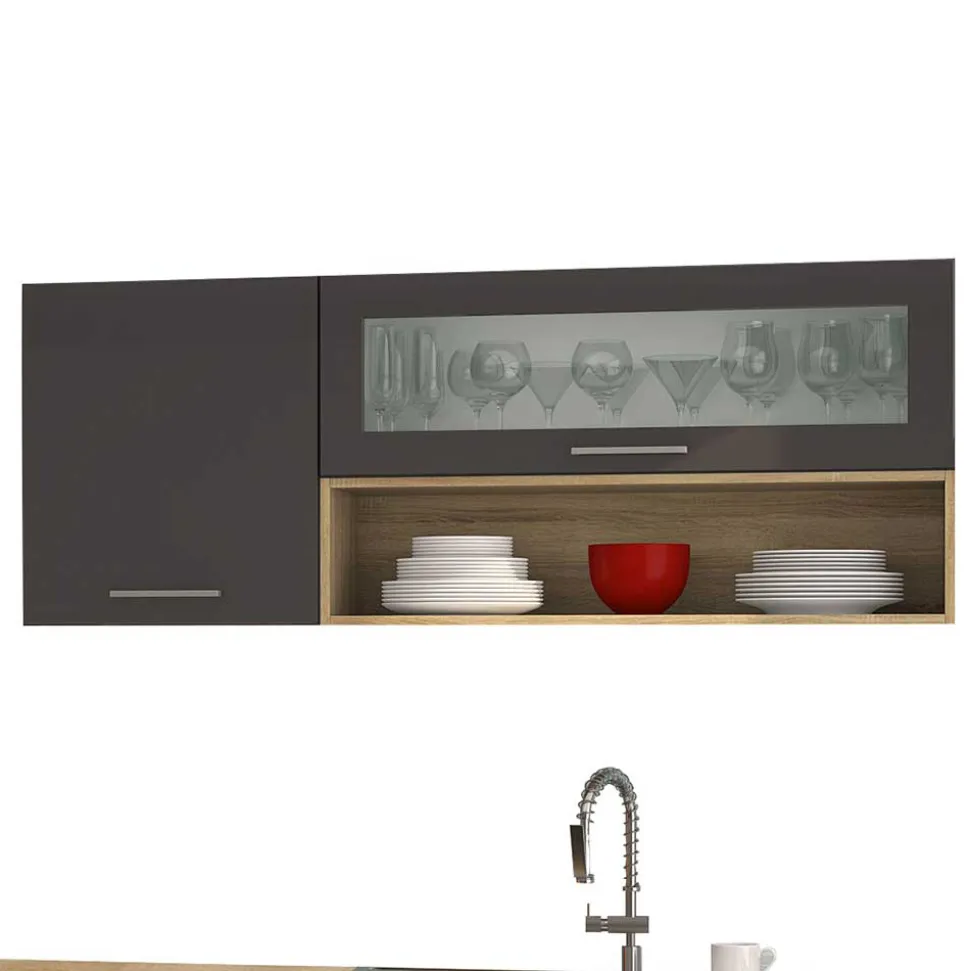 290 cm Küchenmöbel Set in Grau - Bozenia (achtteilig)