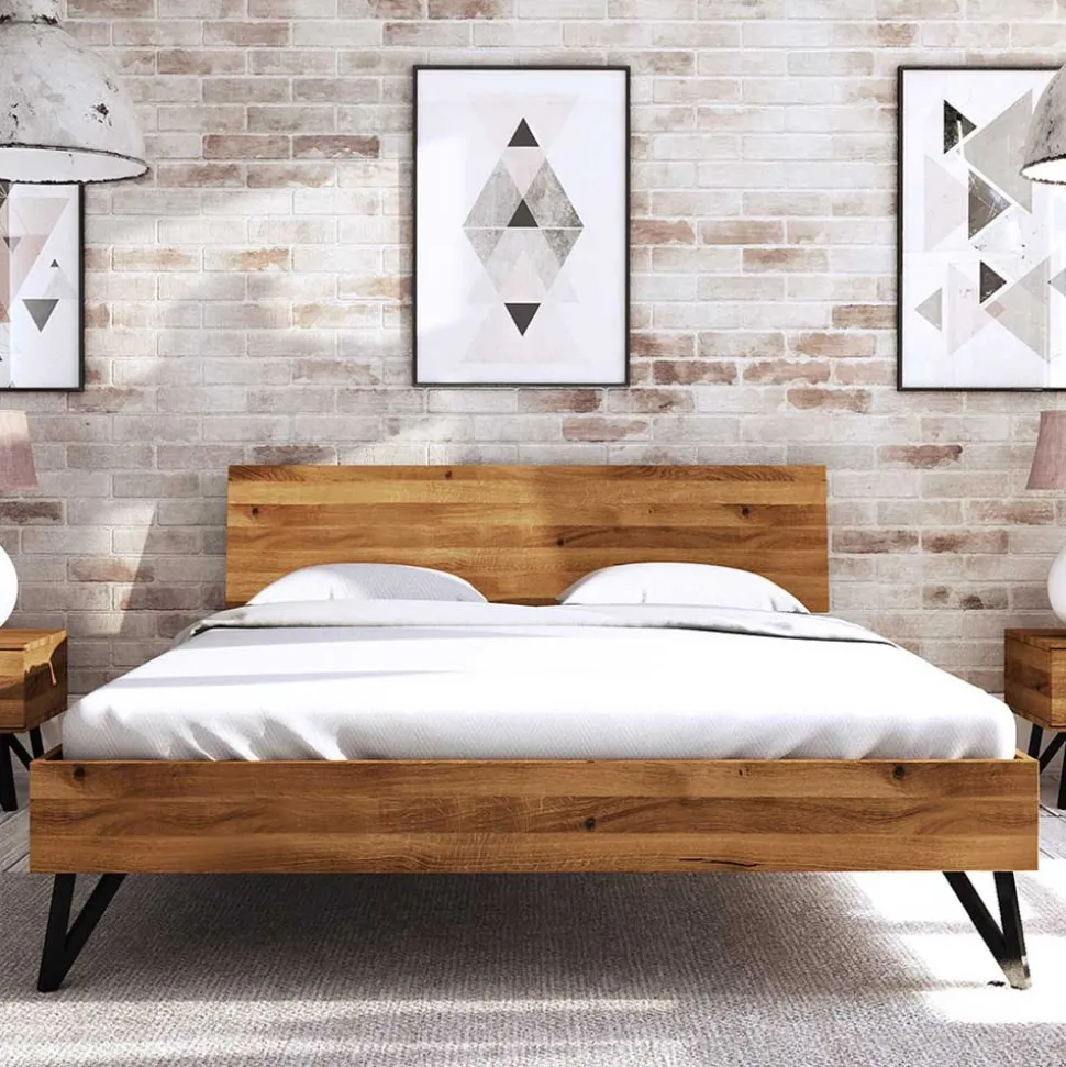 190 cm langes Bettgestell aus Wildeiche Holz - Mandirov