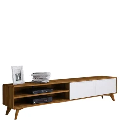 220 cm langes TV Lowboard in Wildeiche mit Weiß - Diesta I