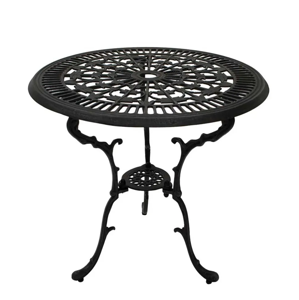 70 cm runder Aluminium Gartentisch in Dunkelgrau - Taruma