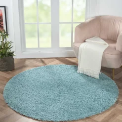 150 cm Runder Teppich in Hellblau - Chiyom