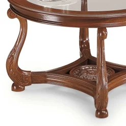 80 cm runder Wohnzimmer Glastisch mit Holzgestell - Vibon