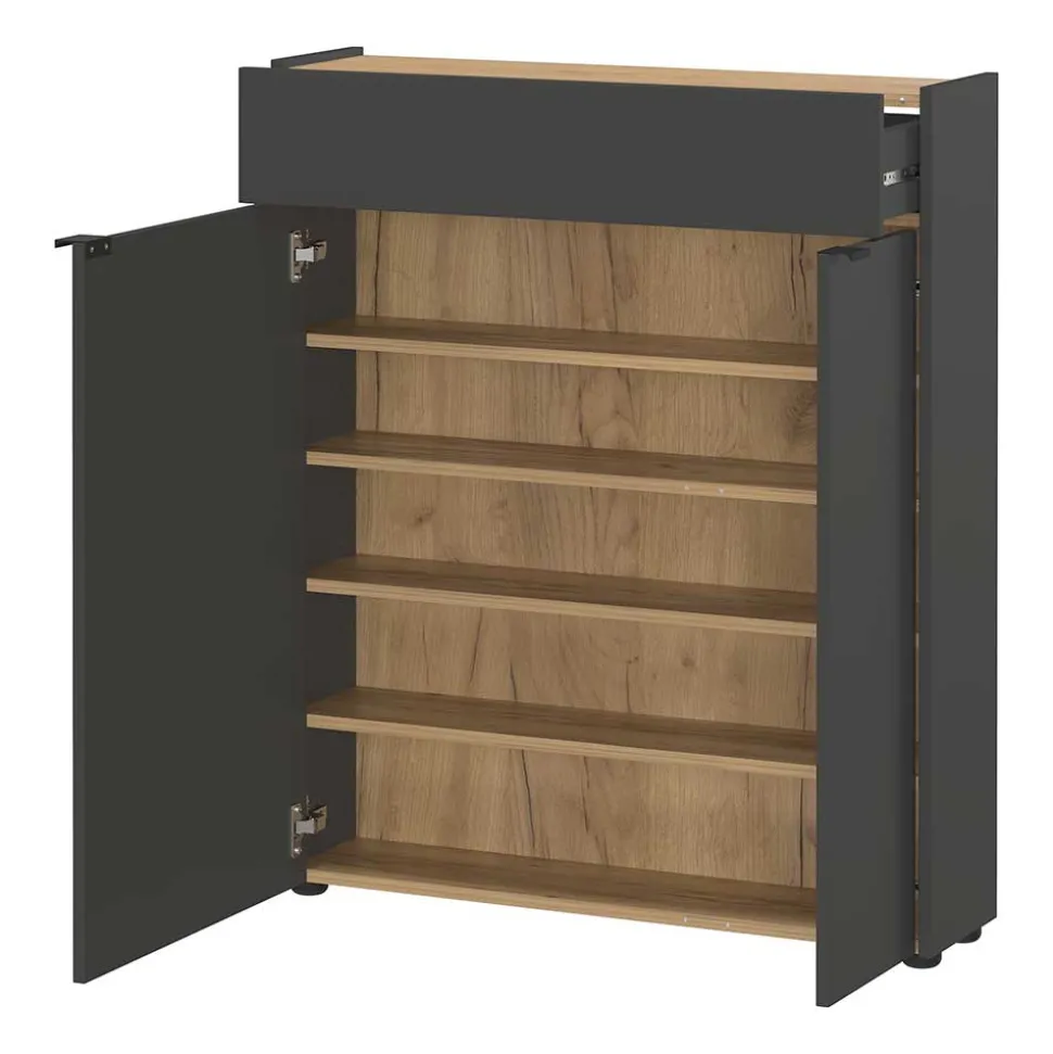 22 cm tiefer Schuhschrank in Dunkelgrau - Sidgarus
