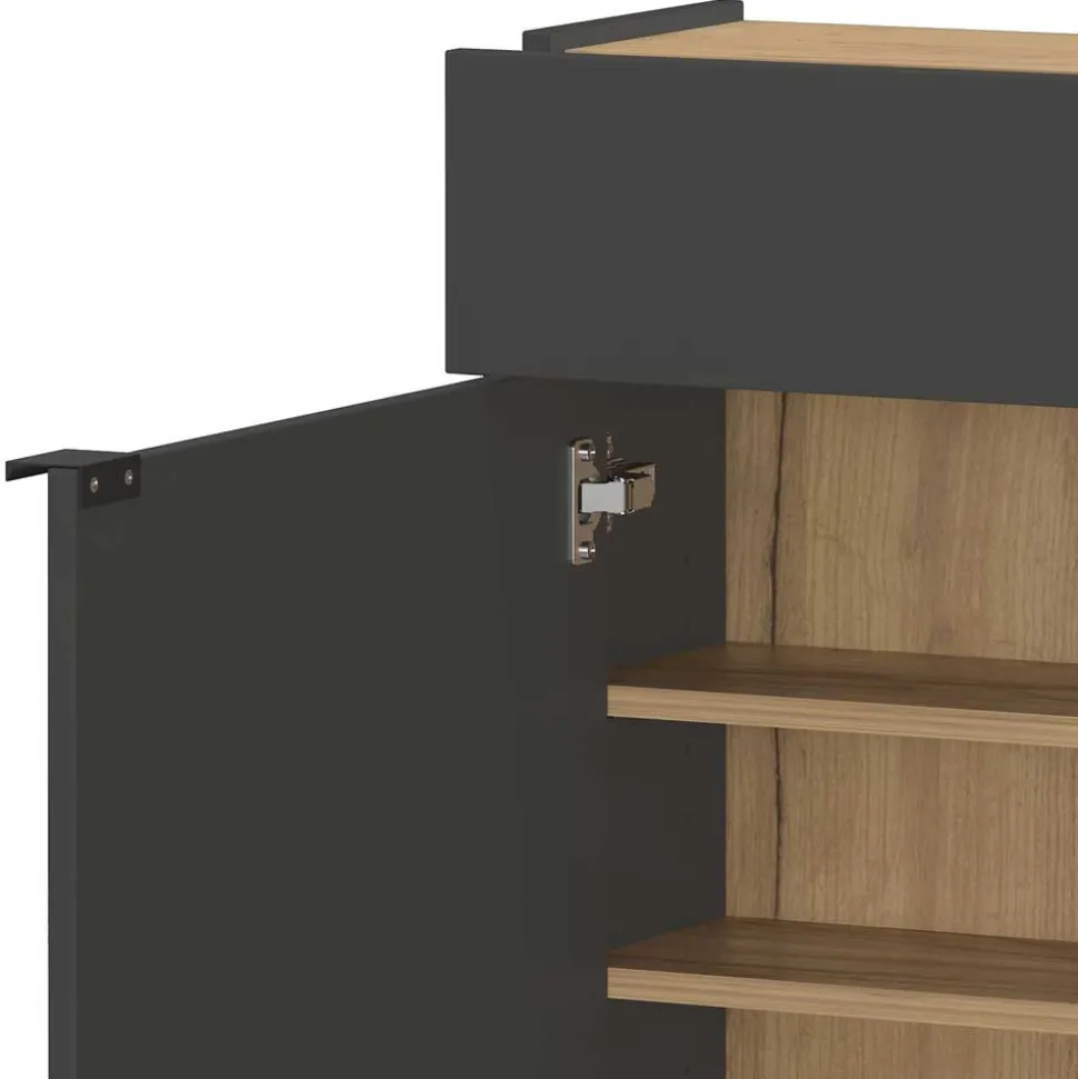 22 cm tiefer Schuhschrank in Dunkelgrau - Sidgarus