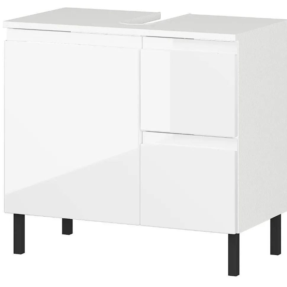 60 cm Waschbeckenschrank in Weiß Hochglanz - Loeesa