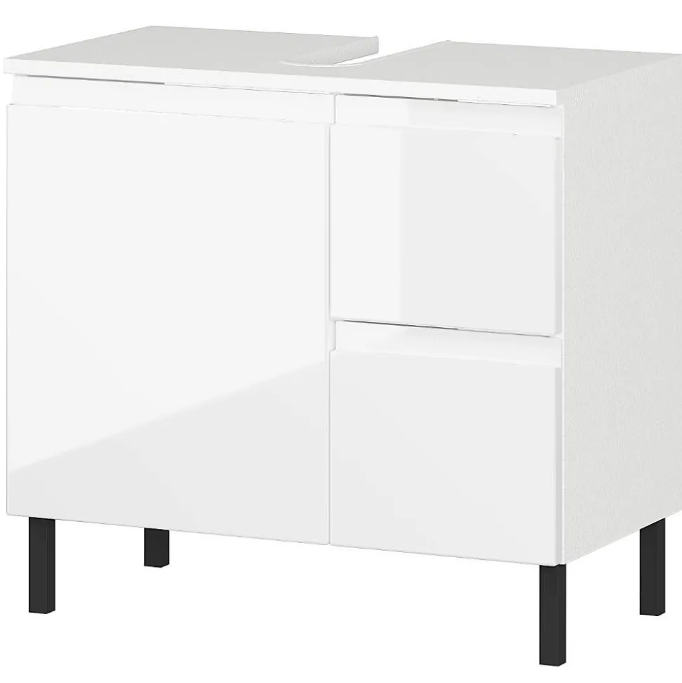 60 cm Waschbeckenschrank in Weiß Hochglanz - Loeesa