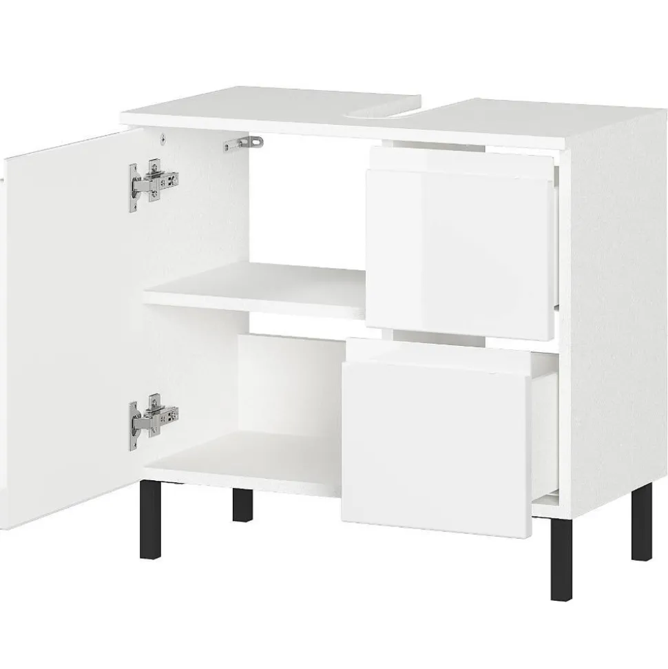 60 cm Waschbeckenschrank in Weiß Hochglanz - Loeesa