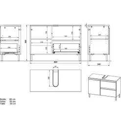 80 cm Waschbeckenschrank in Weiß Hochglanz - Loeesa