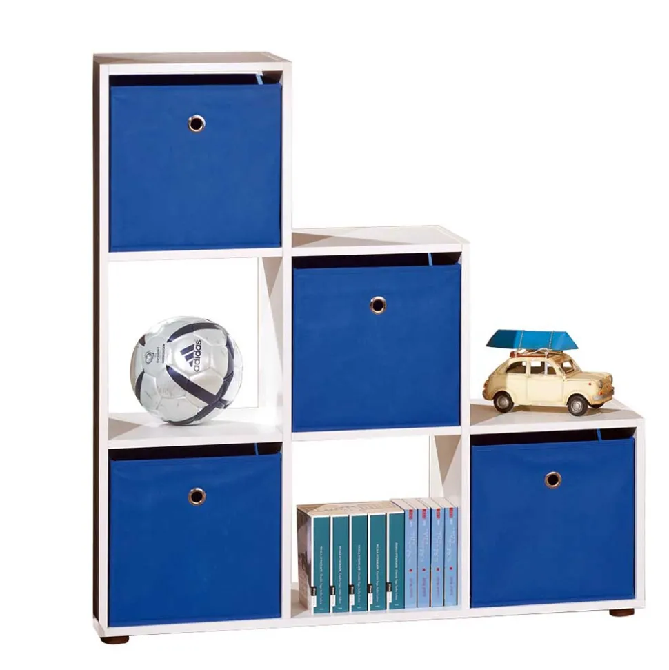 6 Fächer Raumtrennregal in Weiß - Cespa