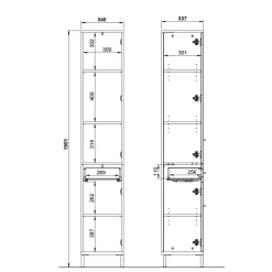 1,90 m Bad Hochschrank in Dunkelgrau - Lucrino
