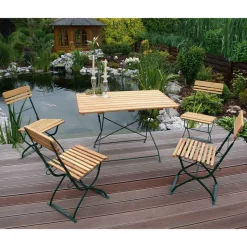 4 Personen Biergarten Set aus Robinie - Yanie (fünfteilig)