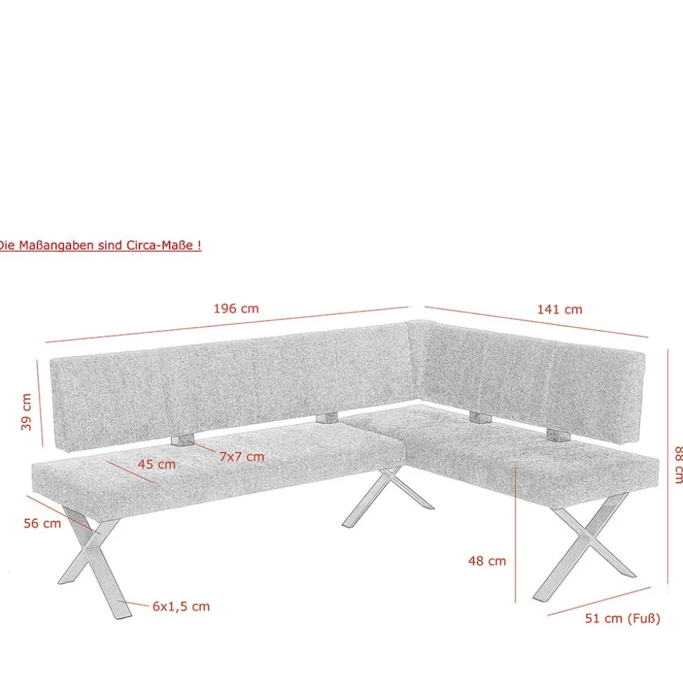 3 Personen Eckbank in Anthrazit - Pricenta