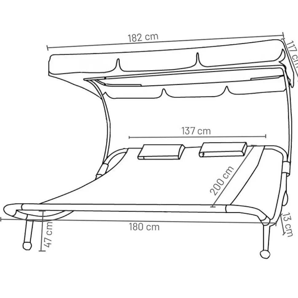 2 Personen Gartenliege in Creme und Schwarz - Enkolu