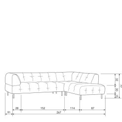 4 Personen Polsterecke in Graubraun Samtbezug - Marian