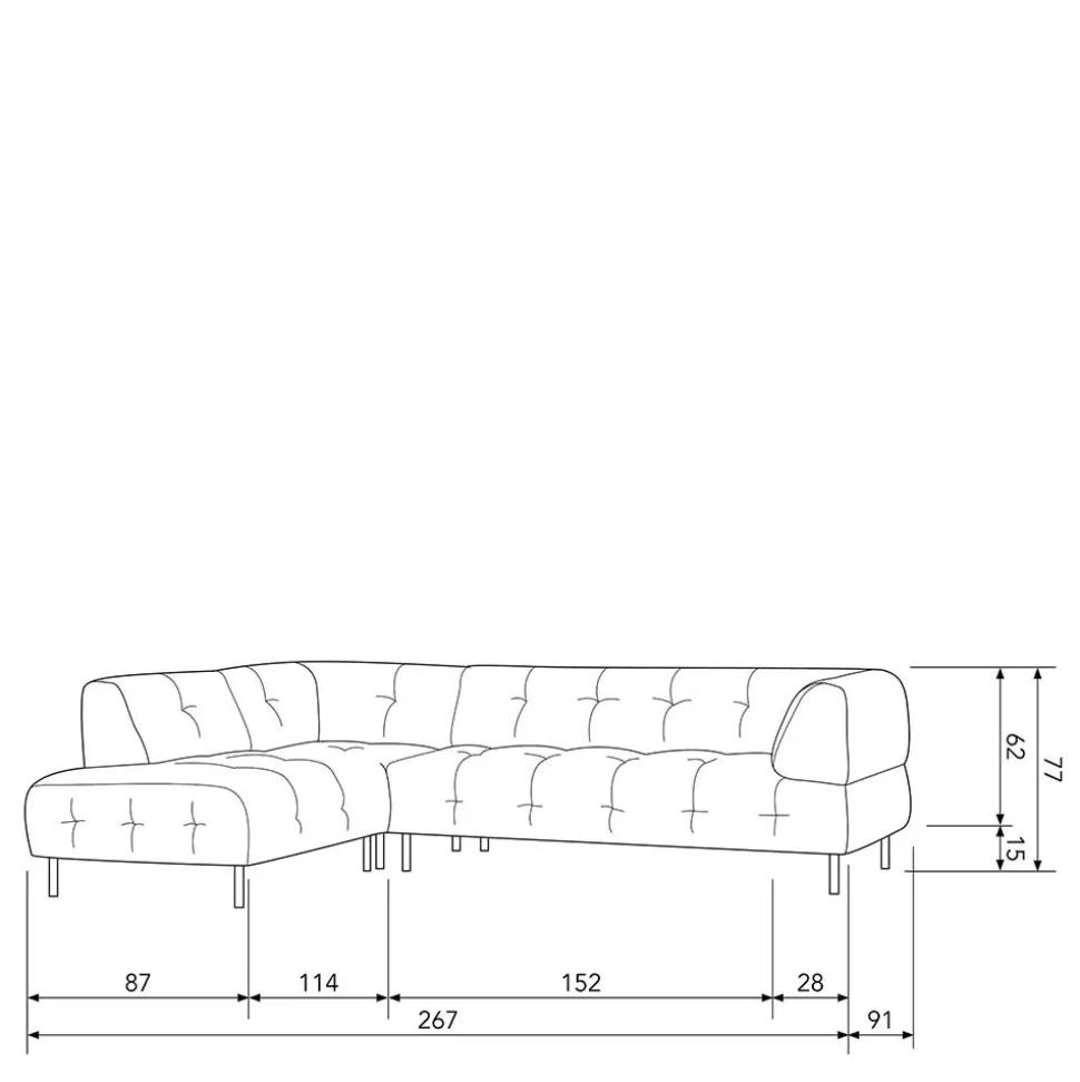 4 Personen Polsterecke in Graubraun Samtbezug - Marian