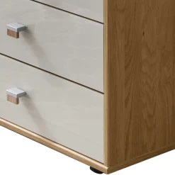 5 Schubladen Hochkommode mit Glasfront in Beige - Emdsiva I