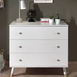 3 Schubladen Kommode in Weiß & Gold - Zimventa