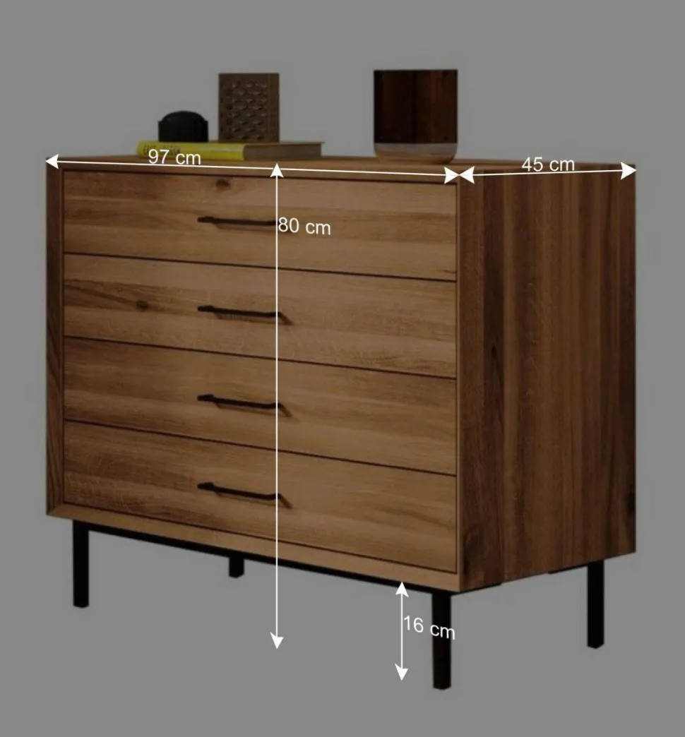 4 Schubladen Kommode mit 97 cm Breite - Kerfa