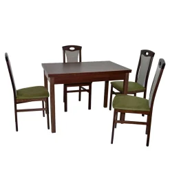 4 Stühle mit Tisch in Nussbaum - Sutra (fünfteilig)