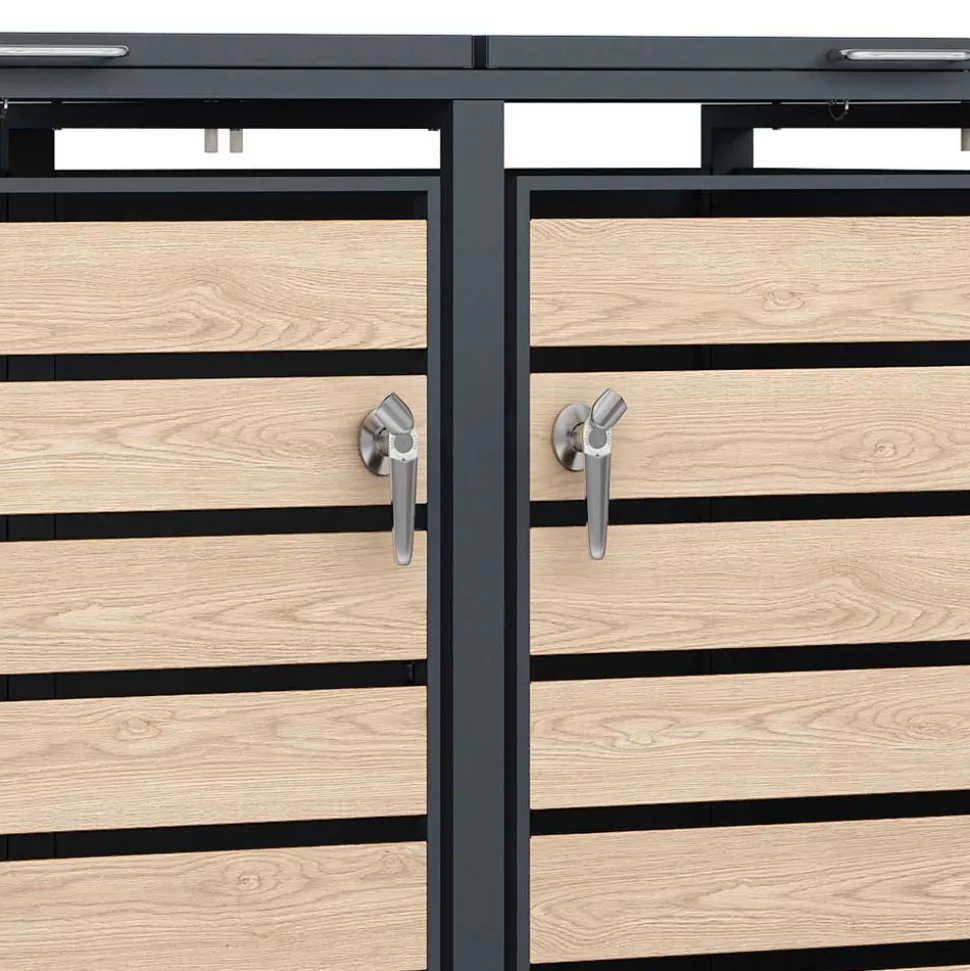 2 Tonnen Mülltonnenbox in Anthrazit & Holzoptik - Rodicca