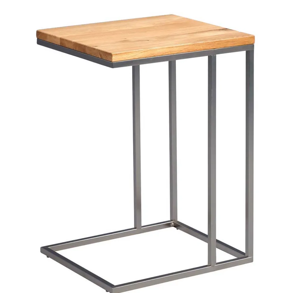 Ablagetisch mit geöltem Wildeichenholz Rood & Metall Edelstahloptik