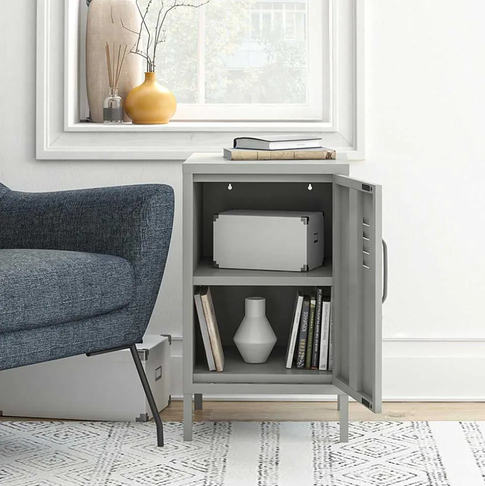 Abschließbare Türen-Kommode im Spind Look - Melanje