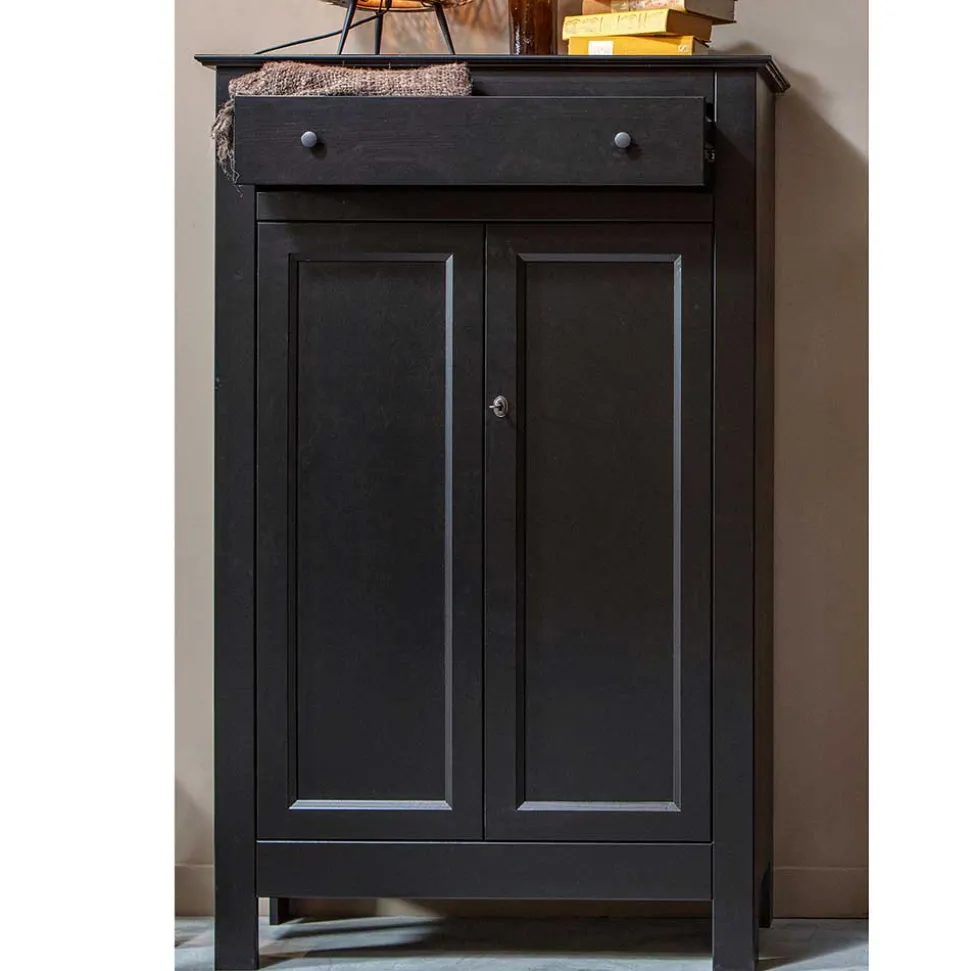 Abschließbare Vertiko Kommode in Schwarz - Wins